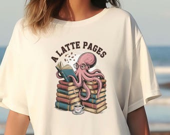 Camiseta Pulpo para amantes de los libros: café victoriano, camiseta con colores reconfortantes para ratones de biblioteca