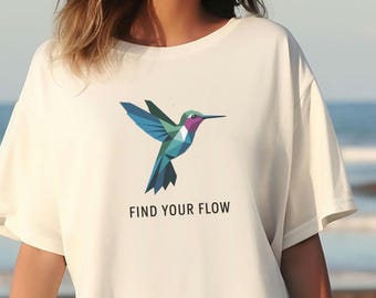 Camiseta geométrica de colibrí: Encuentra tu estilo, camiseta moderna de pájaro