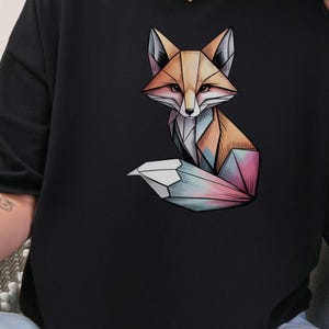 Maglietta origami volpe, carta pastello volpe, linea sottile arte animale, minimalista, colori confortevoli, regalo per gli amanti della natura, maglietta unica, alla moda e alla moda
