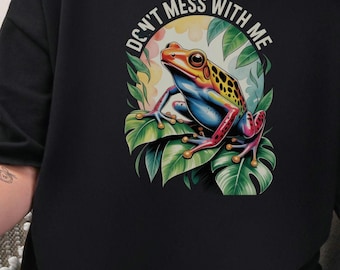 Camiseta de rana dardo venenosa, arte de jungla de líneas finas, camiseta llamativa de la selva tropical