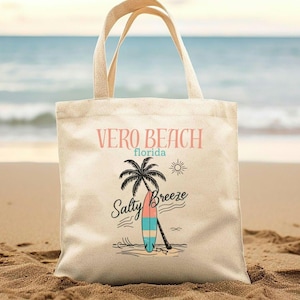 Vero Beach Tote Cadeau voor Florida Vakantie Boho Kuststad Tas Retro Orchidee Eiland Reizen Carry On Indian River Atlantische Oceaan Geboorteplaats