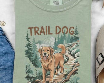 Camiseta Trail Dog: Senderismo con Golden Retriever, estilo Parque Nacional