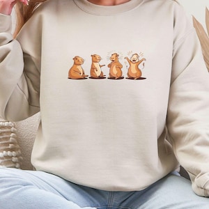 Capybara Sweatshirt, Cute Animal Crewneck Jumper, Cozy Wildlife Pullover, Fun Rodent Sweater, Gift for Capybara Lover, Rodent Fan Apparel