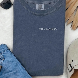 Custom Roman Numeral Date Tshirt Custom Colors® Custom Anniversary Date Shirt, Matching Couples Outfit, Honeymoon Shirt, Wedding Tee