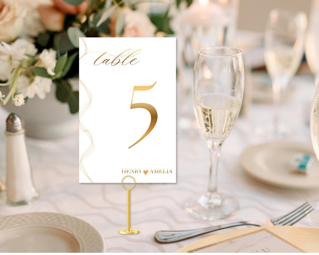 Floating Table Number Gold Gold Wedding Table Number Template, Elegant Canva Design (digital ...