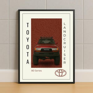 Impresión de póster topográfico del Land Cruiser Serie 80 / Arte mural minimalista retro de SUV / Descarga digital para decoración de oficina o garaje