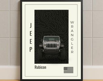 Minimalist Silver Jeep Wrangler Poster | Digital Download PDF | Off-Road Wall Art for Garage, Man Cave, or Office Decor