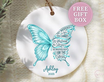 Cancer Survivor Ornament, Custom Cancer Survivor Christmas Ornament Cancer Warrior The Year I Beat Cancer Ornament Cancer Keepsake Ornament