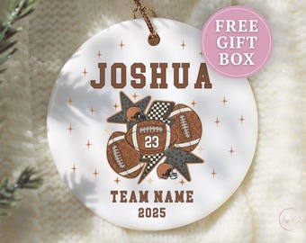Personalized Football Ornament, Custom Football Christmas Ornament for Football Player Ornament Football Team Keepsake Football Ornament