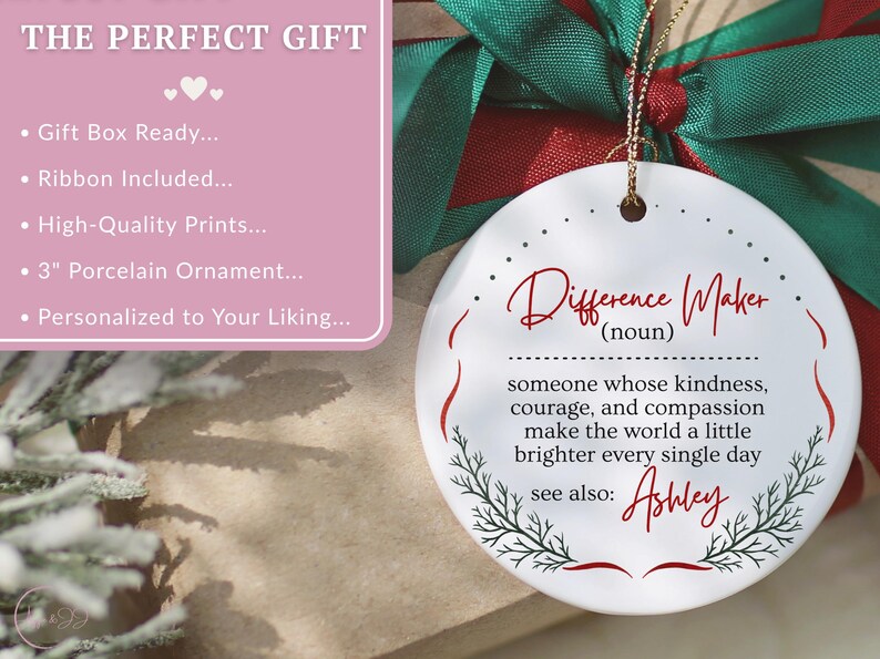 Difference Maker Ornament, Difference Maker Christmas Ornament Gift Difference Maker Thank You Ornament Difference Maker Appreciation Gift image 4