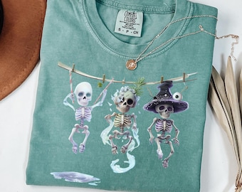Skeleton Theme Shirt for Halloween Lovers, Gift for Skeleton Fans, Cute Skeleton T-Shirt, Halloween Spirit Tee, Spooky Skeleton Fun Shirt