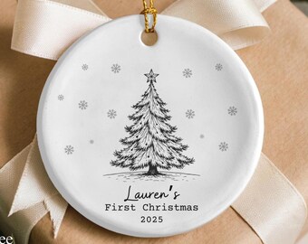 Baby's First Christmas Ornament, Personalized Baby Keepsake, Custom Newborn Gift, Baby Name Ornament 2025, Holiday Decoration