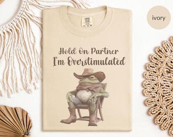 Overstimulated Shirt, Hold On Partner, Unhinged Tee, Funny Meme T-Shirt, Weirdcore Clothing, Gen Z Shirt, Anxiety Tee, Mental Health Shirt