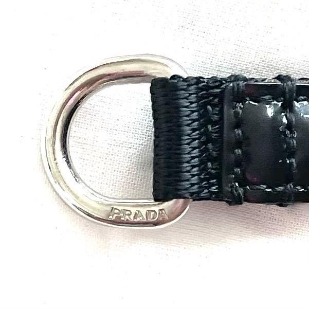 Prada Black Leather Wrist Strap Choker Belt Dog Collar PRADA D-Ring Brand-Plaque Leather And Woven Dog Collar  main image 4