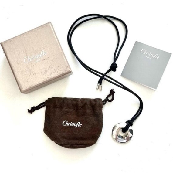 Christofle (925) Circle Pendant w/ Silk Cord! - image 1