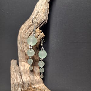 Blue sea glass dangle earrings