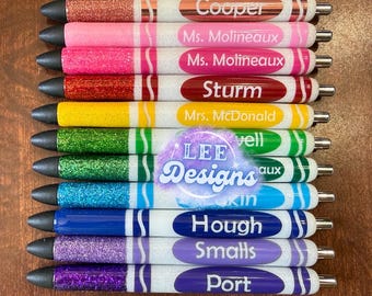 Personalized Epoxy Glitter Marker Pen Refillable Black ink Custom Teacher gift