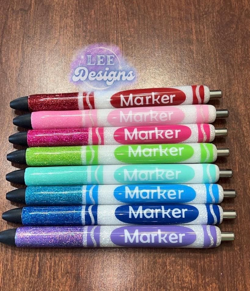 Personalized Epoxy Glitter Marker Pen Refillable Black ink Custom Teacher gift
