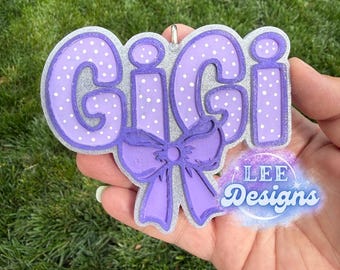 Gigi freshie with bow car air freshener |smell fragrance scent car accessory for Grandma mother gift
