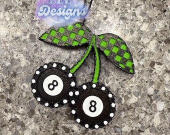 Eight ball cherries | Freshie car air freshener | air freshener | 8 ball checkered