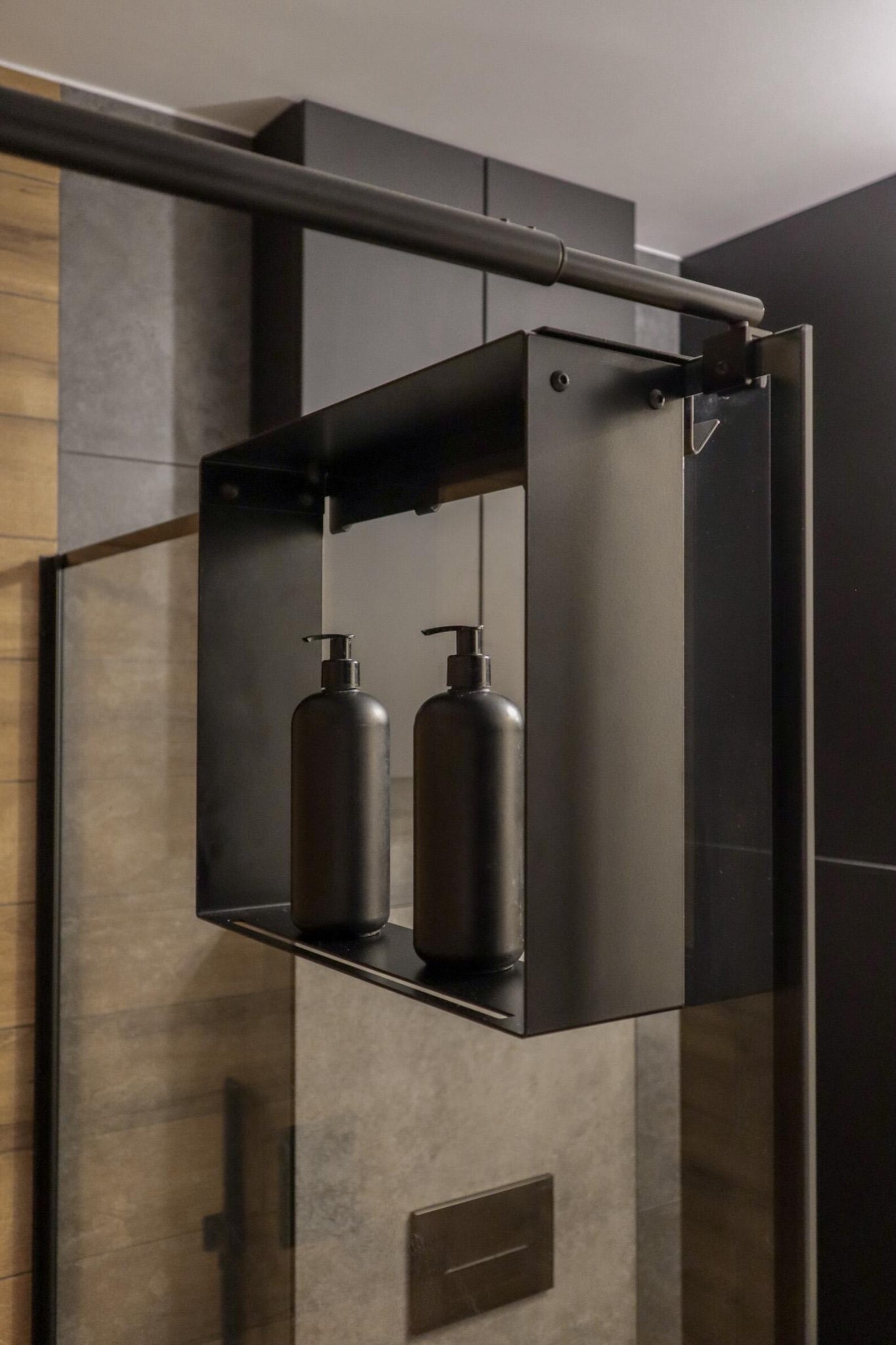Shower Glass Shelf, Put on the Glass, 2 in 1, Towel Rack, Metal Shelf ...