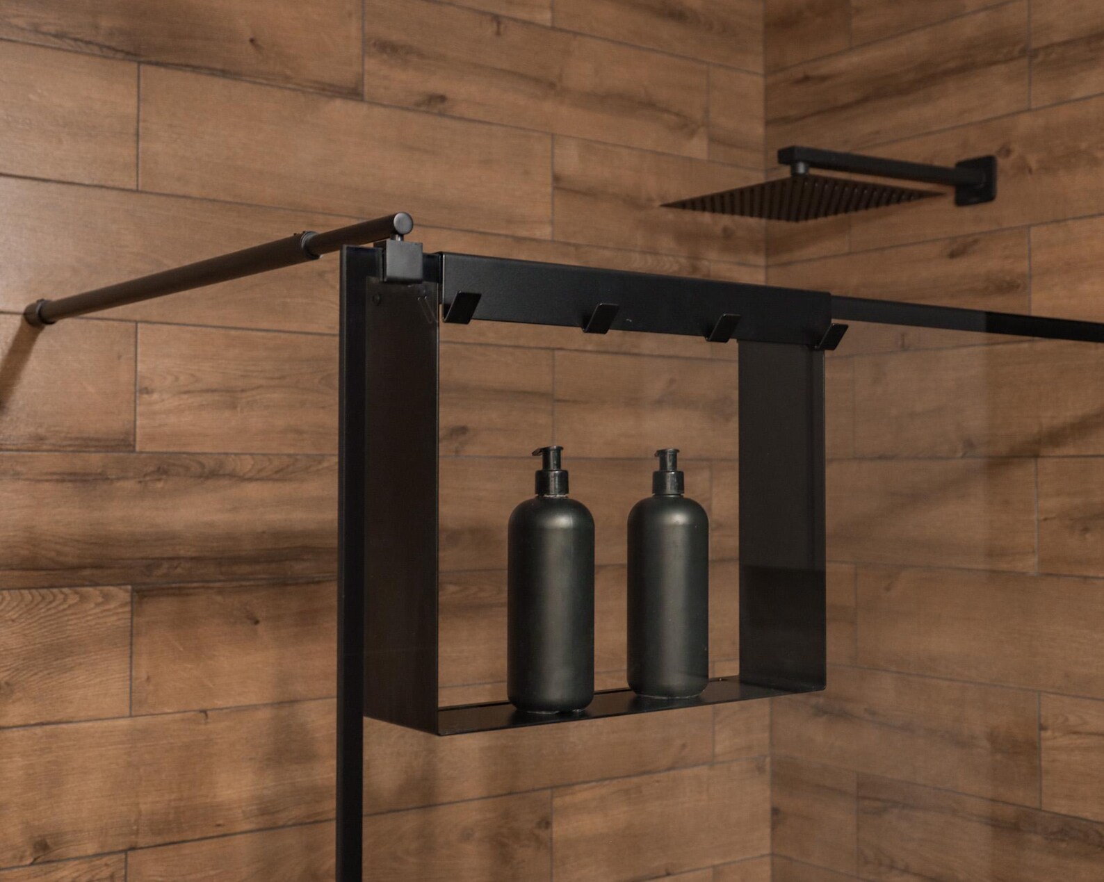 Shower Glass Shelf, Put on the Glass, 2 in 1, Towel Rack, Metal Shelf ...