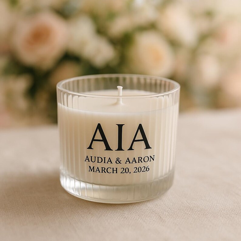 Personalized Wedding Favor Candle – Soy Wax, Yellow Ribbon - Etsy