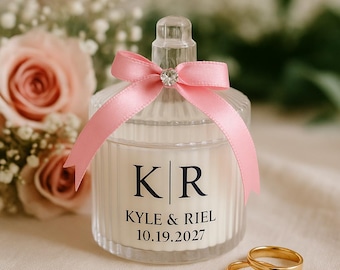 Personalisierte Hochzeitskerze - Sojawachs, rosa Band