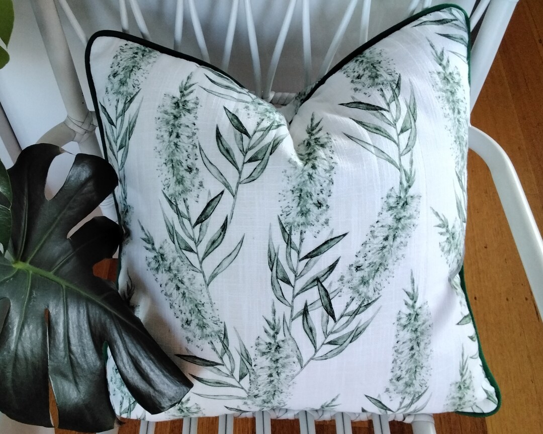 Green and White Botanical Cushion Covers Green and White Etsy Australia