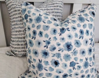 Blue and white floral cushion,  Hamptons cushion cover,  French  cushion cover made in Australia, COVER HAS PIPING