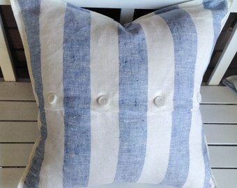 Blue and  white striped linen Hamptons cushion Cover, European Linen cushion cover