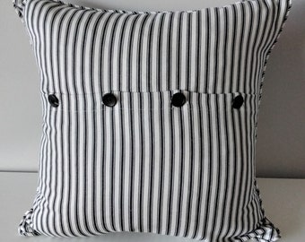 Black ticking cushion cover, Black striped cushion cover, Made in Australia cushion cover