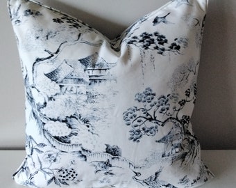 Blue and white Chinoiserie cushion cover, Hamptons cushion cover