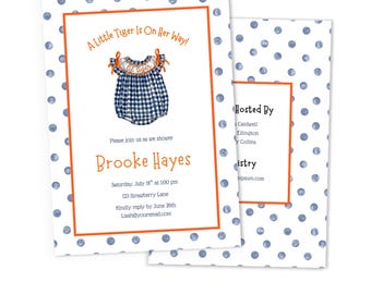 Auburn Baby Shower Invitation Girl, Little Tiger Is on Her Way, Editable Canva Template, Auburn University Theme, Instant Download