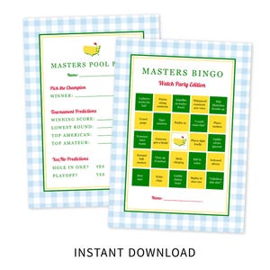 Masters Tournament Picks Sheet, Bingo Game Printable, Golf Watch Party Games, Augusta Party Decor, Instant Download Golf Games