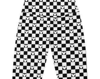 Mickey Checkered Biker Shorts | Disney-Inspired High-Waisted Activewear