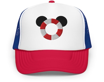 Nautical Foam Trucker Hat – Lifesaver Icon Cap with Mesh Back, Cruise & Resort Style Snapback