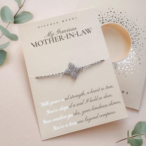Bracciale per suocera / Mia graziosa suocera / Bracciale in argento e cristallo / Regalo per suocera / Messaggio personalizzato per suocera