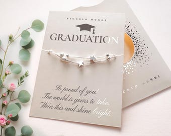 Graduation Gift Bracelet, Silver-Plated Star Bracelet for College, Sixth Form, University Graduates