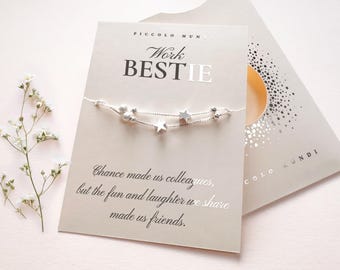 Pulsera de estrella para mejores amigas en el trabajo, joyería de la amistad chapada en plata, dije de estrella conmovedor para colegas