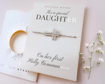 First Holy Communion Bracelet: Rhinestone Cross, Religious Gift