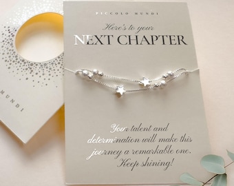 Exam Success and Graduation Gift Bracelet | Next Chapter Silver Star Bracelet | Passed Exam, College, University, Congrats Jewellery