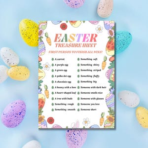 Easter Treasure Hunt – easter scavenger hunt, printable treasure hunt, fun easter game for kids, egg hunt clues, outdoor easter game
