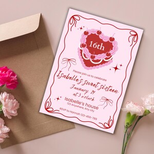 Convite de aniversário editável - Personalizado, digital, transferível - Convite de aniversário, Sweet 16, 18, 21, 30, 40+