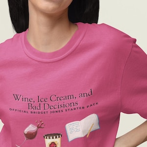 Bridget Jones Movie Character Unisex Tee, Film Lover Shirt, 90&#39;s Movie Fan Gift, Funny Graphic T-Shirt, Bridget Jones Gift Idea