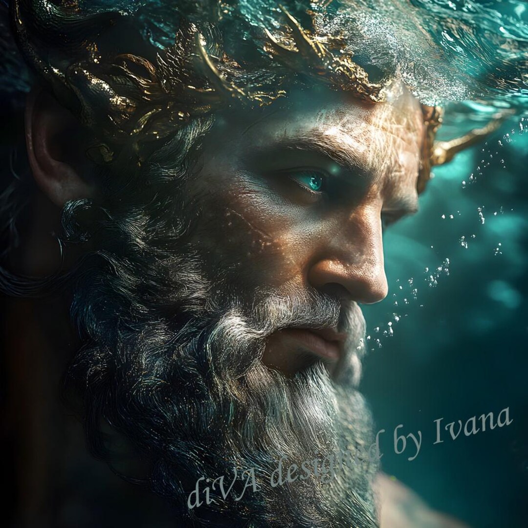 Poseidon Art Print, God of the Seas, Fantasy Mythology (digital ...