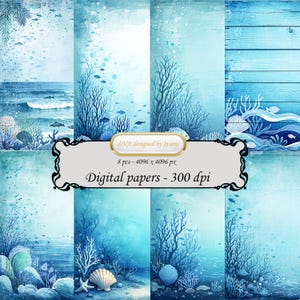 Fondo de mar azul, textura vintage digital, papel para álbumes de recortes, fondo, vintage, textura, álbum de recortes, imprimible, descarga, acuarela