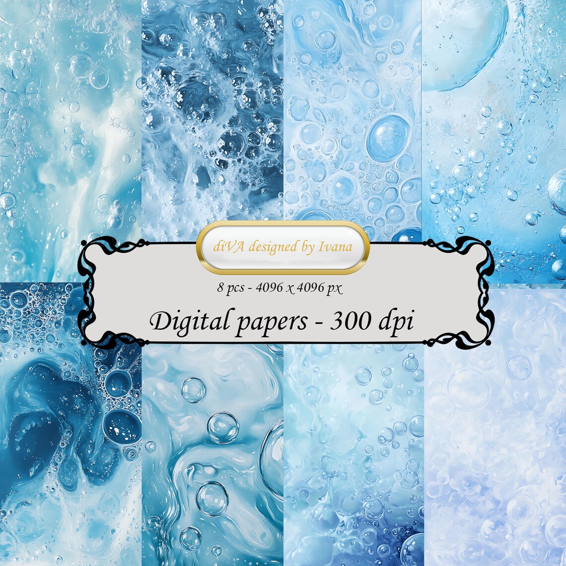 Blue Bubbles Digital Paper, Scrapbook Backgrounds (PDF & JPG) - Etsy