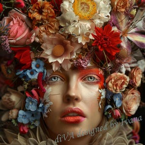 Flower goddess, Digital Art Print, Wall Art, AI Generated, AI Art, Digital Download, Home Decor, Printable, Fantasy,