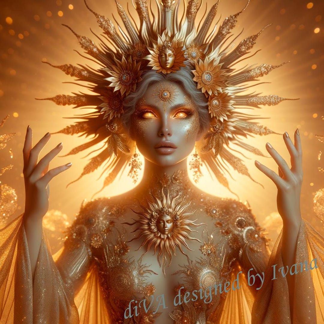 Alex Santos Orch. Sun Goddess 7inch レコード Golden Sun Goddess Art Print, Fantasy Mythology Home Decor